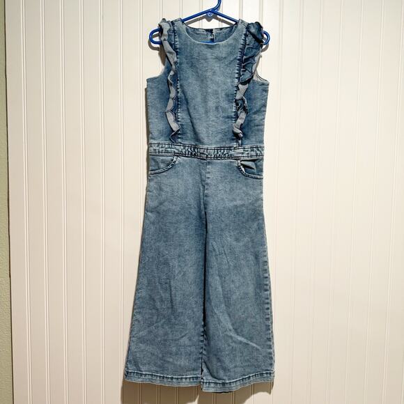 Janie and Jack Other - Janie Jack Denim Ruffled Jumpsuit Girls 7